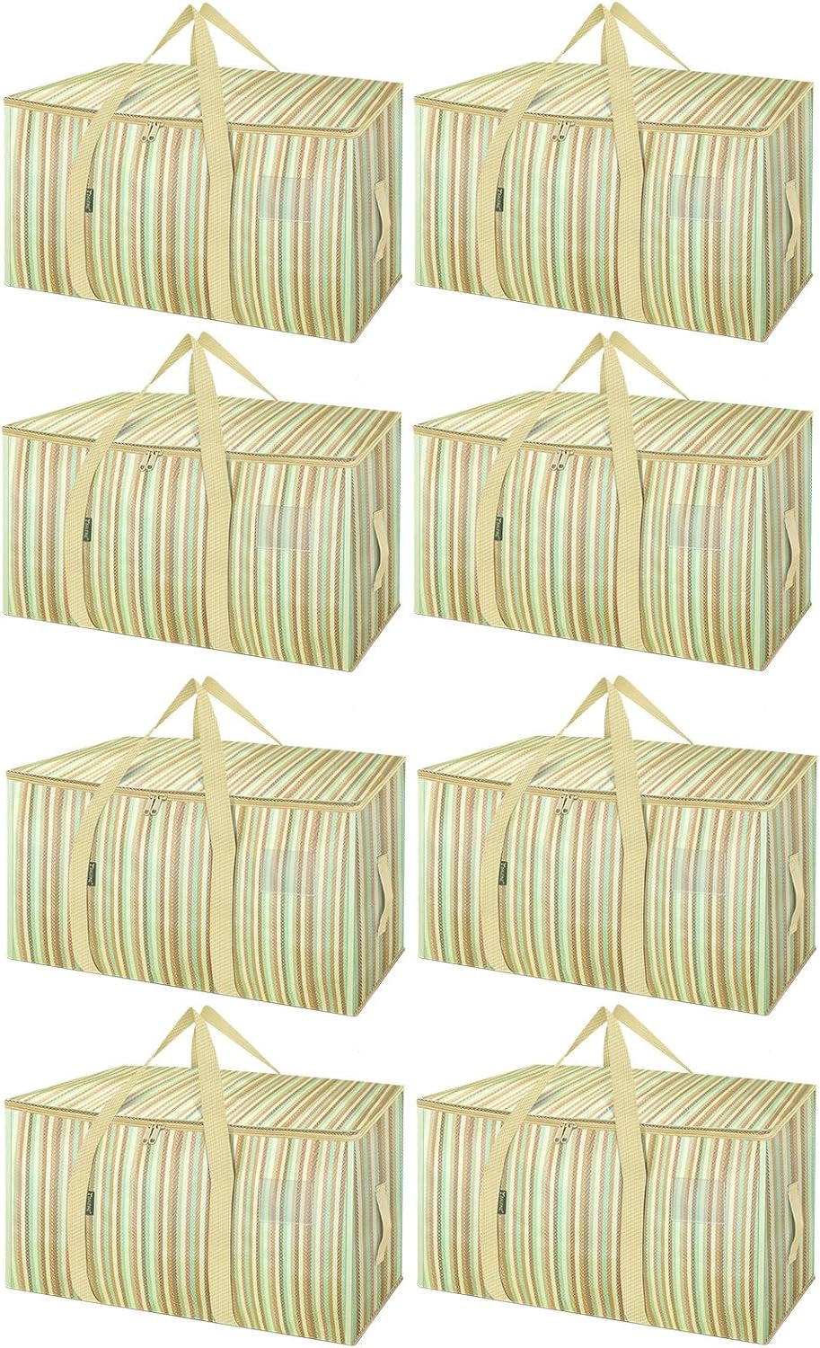 8-Pack Oversized Moving Bags with Reinforced Handles, Heavy-Duty Storage Tote for Clothes, Moving Supplies (Black, 8-Pack)