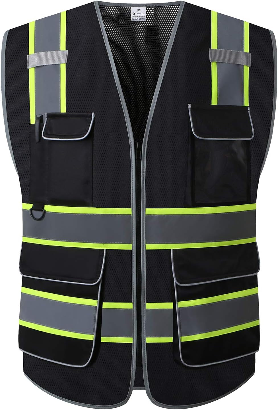 Surveyor Safety Vest Reflective for Men, Class 2 Mesh Safety Vests Reflective with Pockets and Zipper,High Visibility Construction Work Surveyor Vest