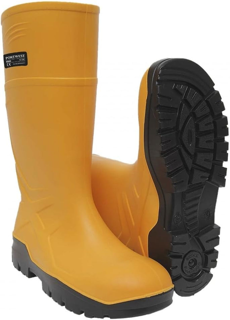 FD95 Steel Toecap PU Safety Wellington Boots S5 CI FO Yellow, 12