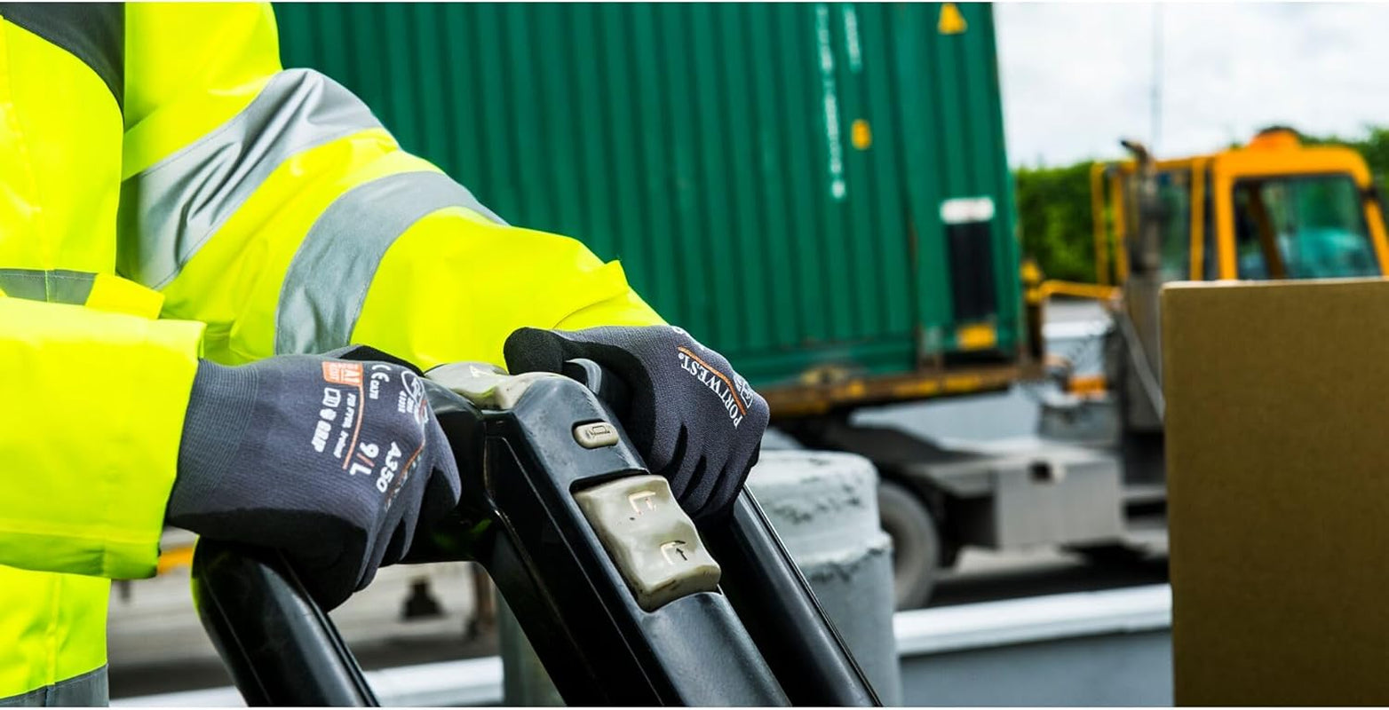 A350 Grip Work Gloves - Lightweight Nitrile Foam Dermiflex Safety Gloves Black