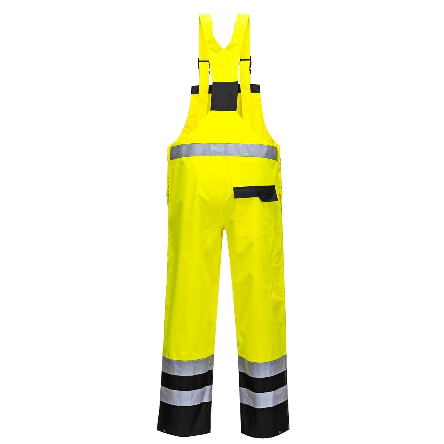 S488 Waterproof Hi Vis Safety Overalls, Contrast Bib and Brace Breathable Workwear Yellow/Black, Large