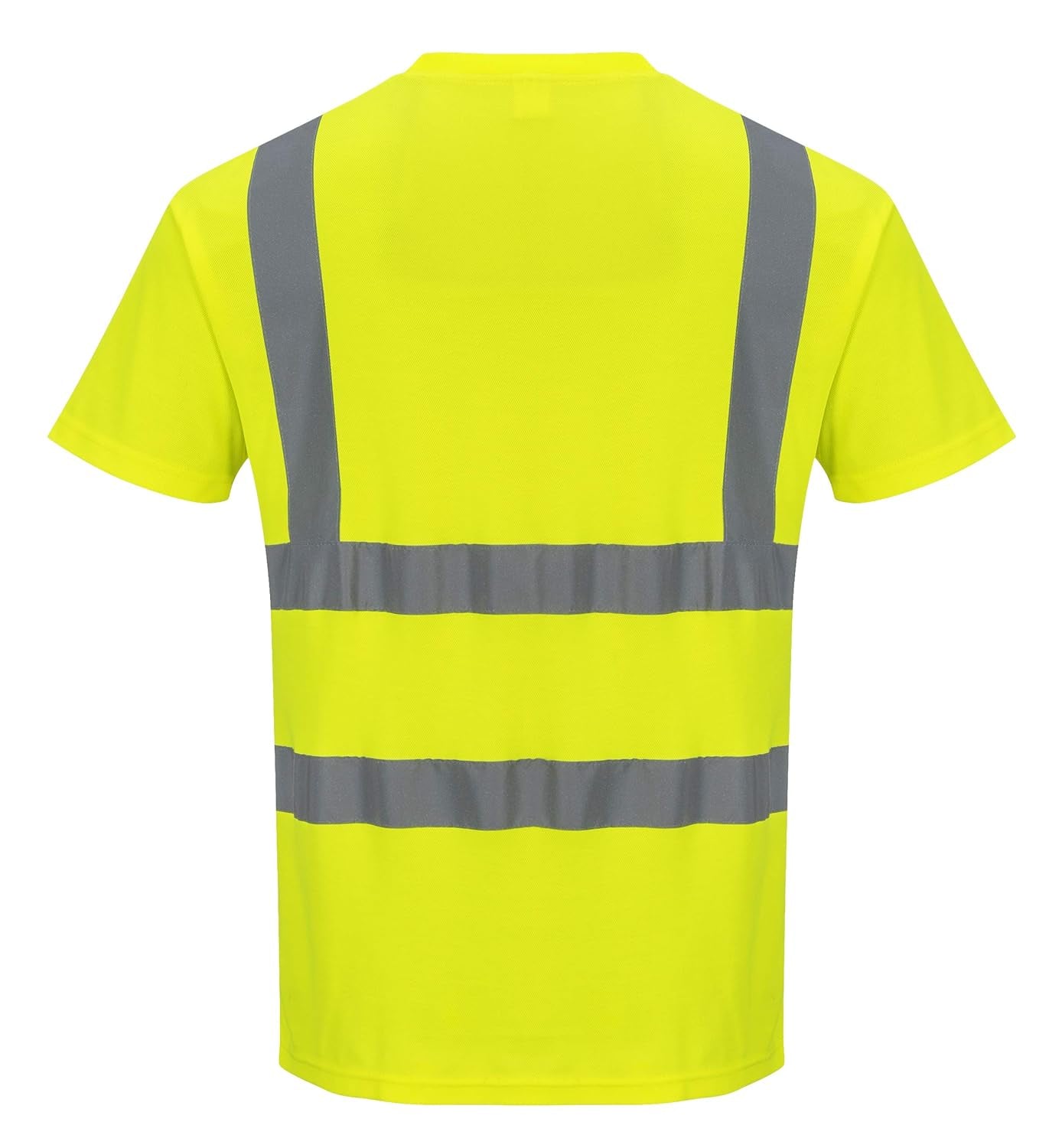S170 Short Sleeve Cotton Safety Work T Shirt in Reflective Hivis ANSI, Yellow, Large