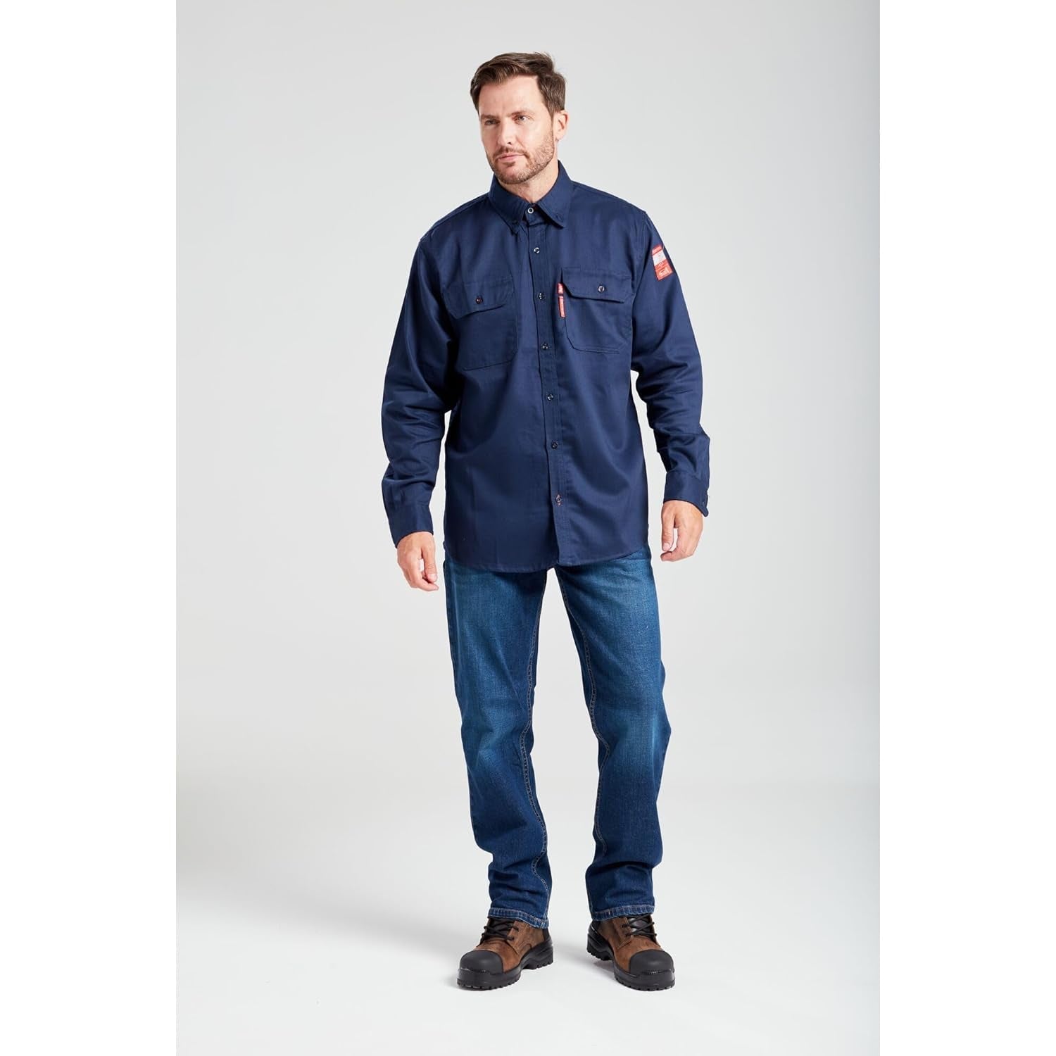 FR89 Fire Resistant Safety Work Shirt in FR Bizflame 88/12 ASTM NFPA, Navy, Large