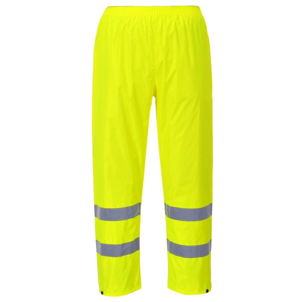 Hi-Vis Rain Trousers Viz Work Cargo Work Pants Reflective Waterproof Rain ANSI E, Yellow, Large