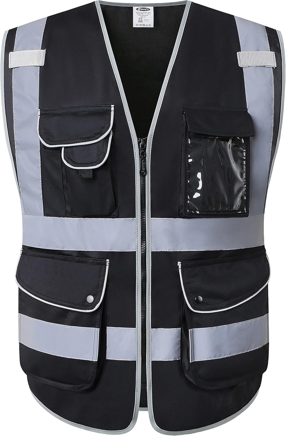 9 Pockets Class 2 High Visibility Zipper Front Safety Vest with Reflective Strips, Meets ANSI/ISEA Standards (Large, 150-Pink)