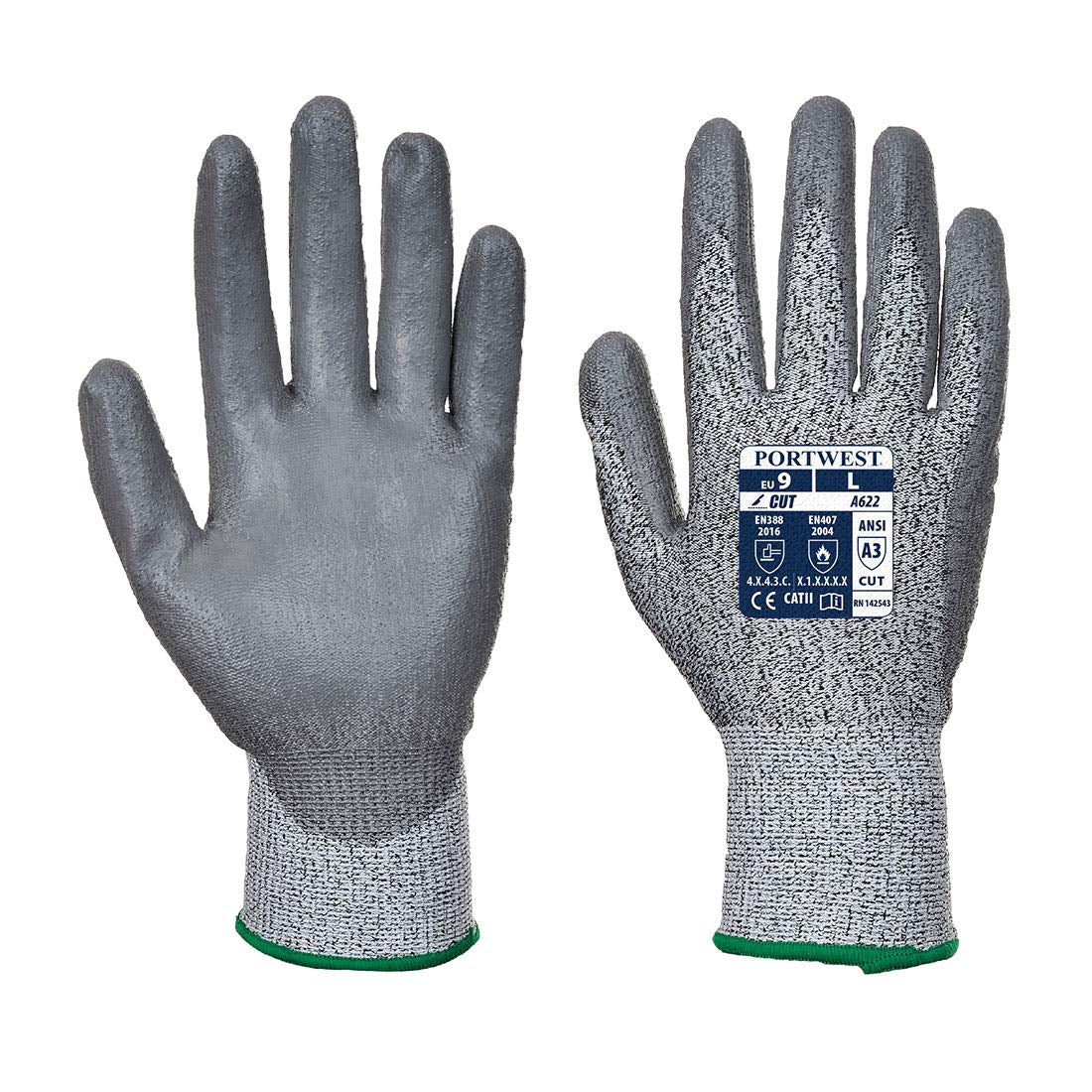 MR Cut PU Palm Glove Safety Work Wear Protective Gloves Resistant Coated ANSI 105, Medium
