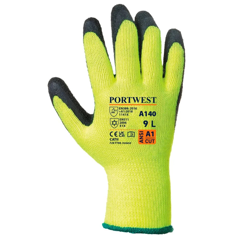 A140 Thermal Grip Work Gloves Palm Dipped Black, Xx-Large-KarWorkwear