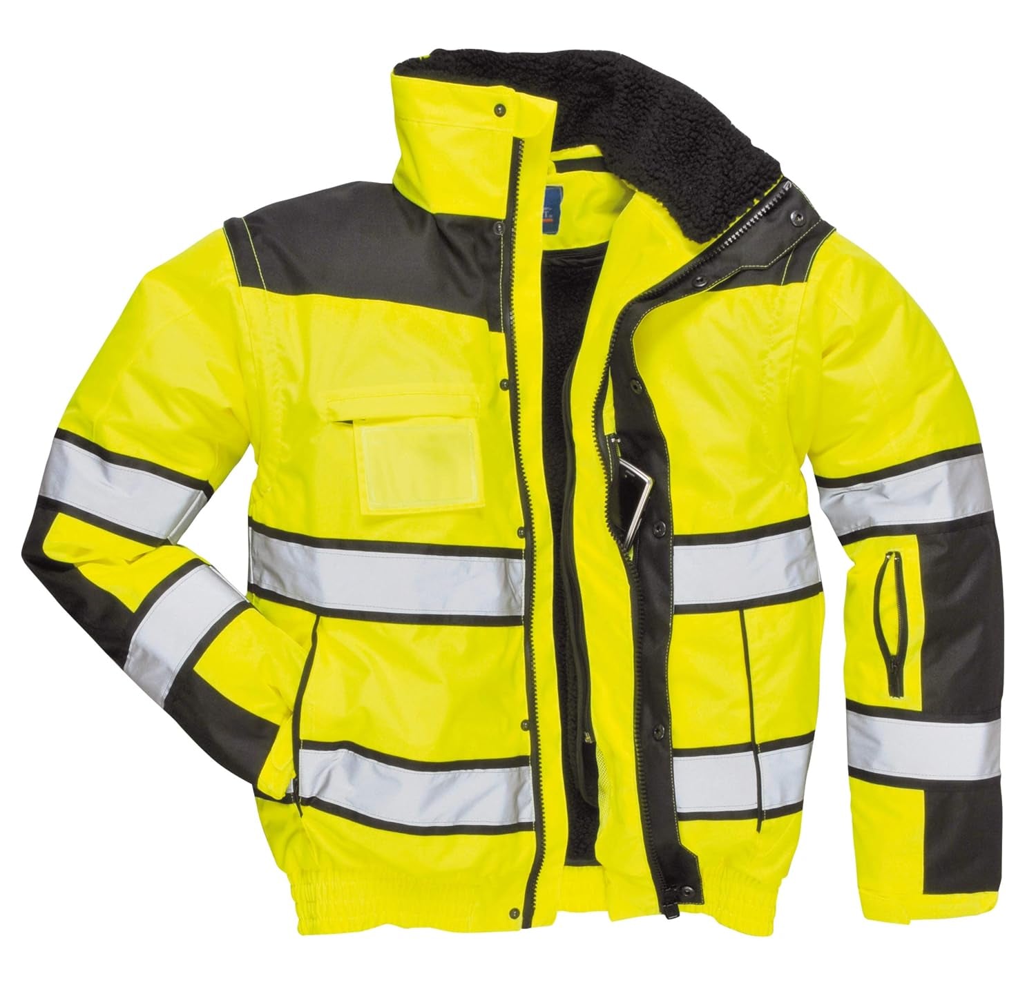 UC566 Hivis Classic Warm Bomber Rain Jacket with Waterproof Taped Seams, Yellowblack, X Large