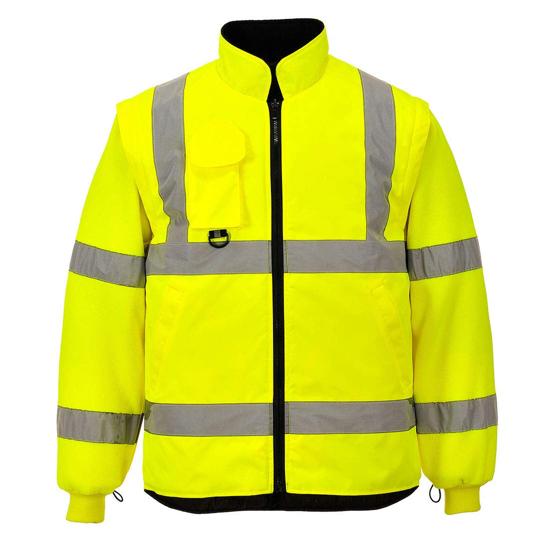 Hi-Vis 7In1 Jacket Viz Insulated Safety Visability Work Bomber Rain ANSI 3, Small Yellow