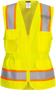 US392 Women'S Hi Vis Safety Work Vest with Reflective Tape Yellow, Medium