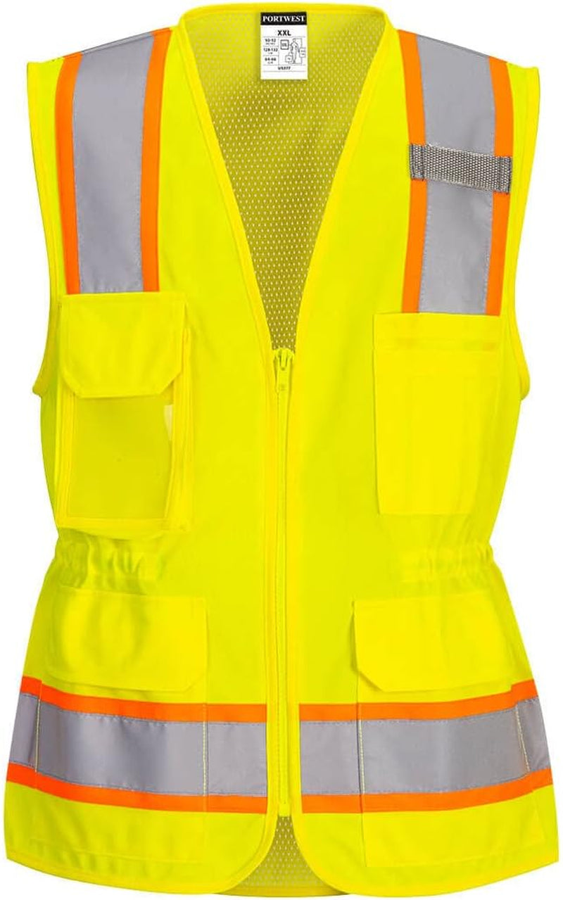 US392 Women'S Hi Vis Safety Work Vest with Reflective Tape Yellow, X-Large