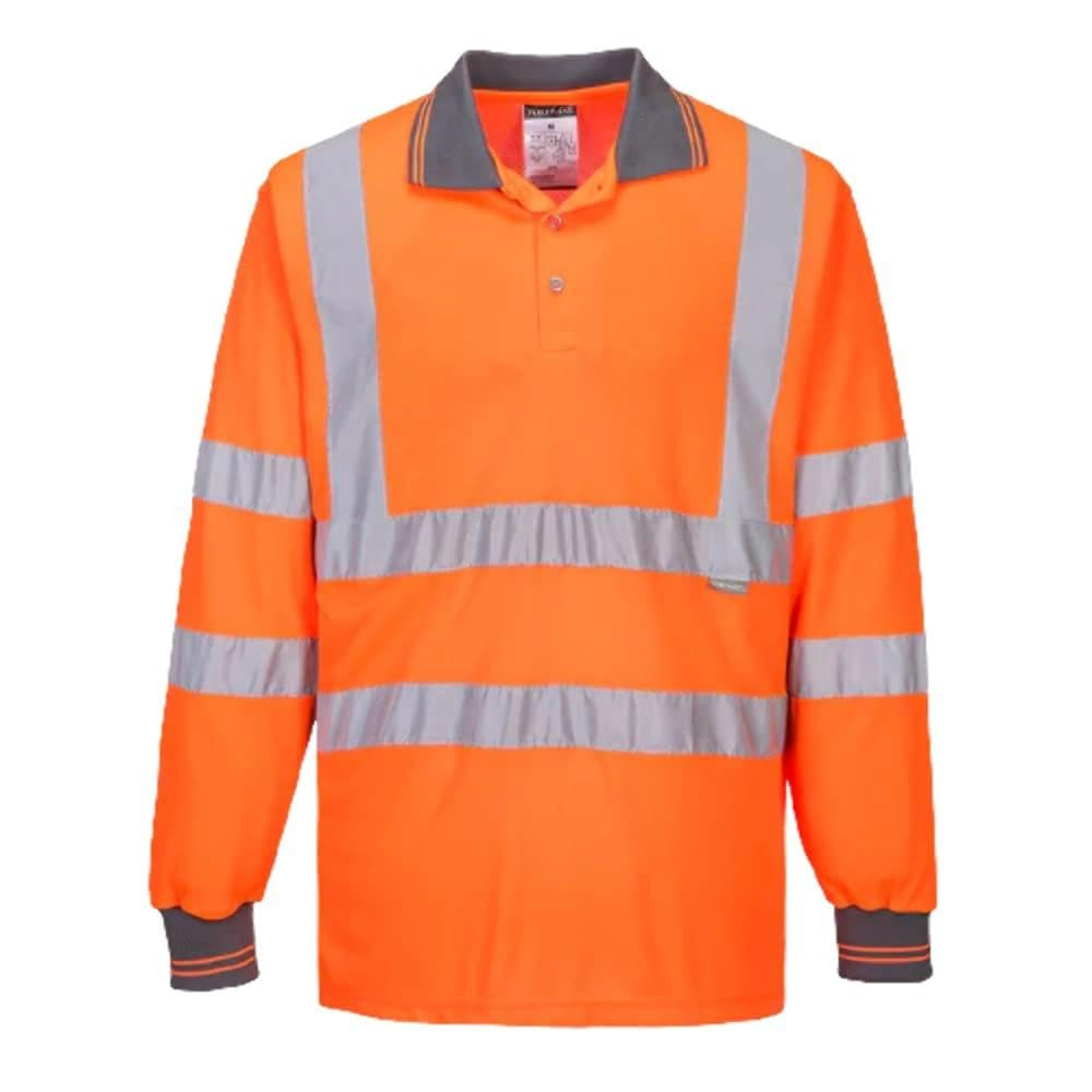 Hi-Vis Polo Shirtl/S Viz Visibility Reflective Safety Work Wear Top ANSI 3, Yellow, Medium