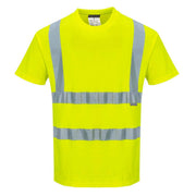 S170 Short Sleeve Cotton Safety Work T Shirt in Reflective Hivis ANSI, Yellow, 4XL
