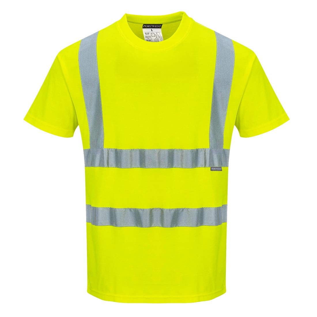 S170 Short Sleeve Cotton Safety Work T Shirt in Reflective Hivis ANSI, Yellow, 4XL