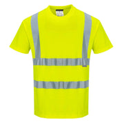 S170 Short Sleeve Cotton Safety Work T Shirt in Reflective Hivis ANSI, Yellow, X Large