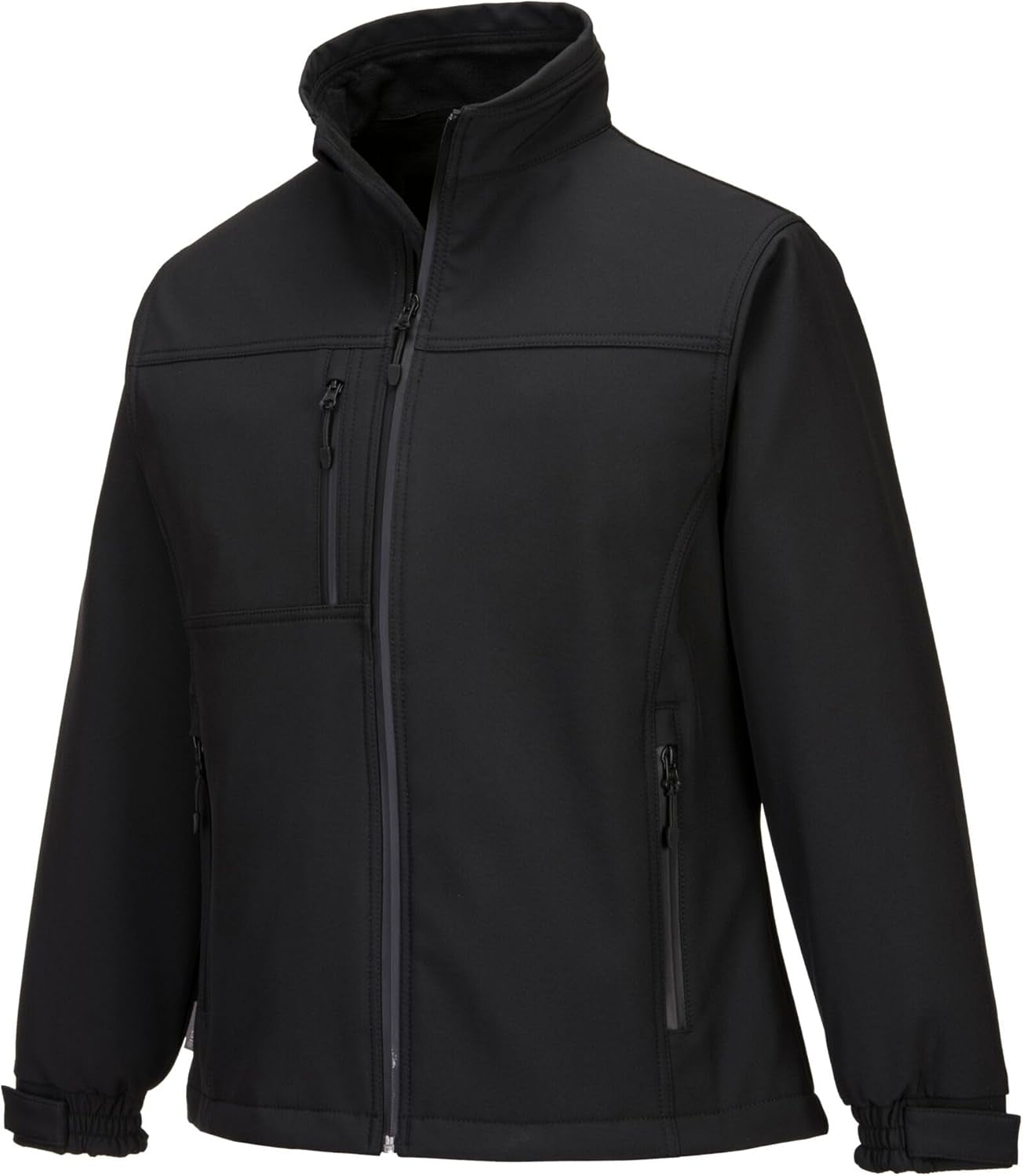 TK41 Womens Softshell Jacket Windproof Water Resistant 3 Layer Fleece Lined Design, Black, L