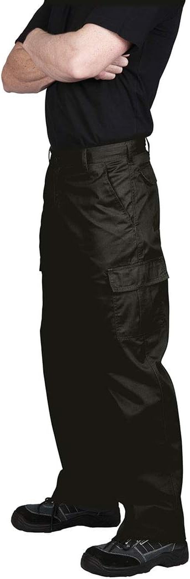 C701 Workwear Cargo Pants in Protective Polycotton with 6 Pockets, Black, 34T