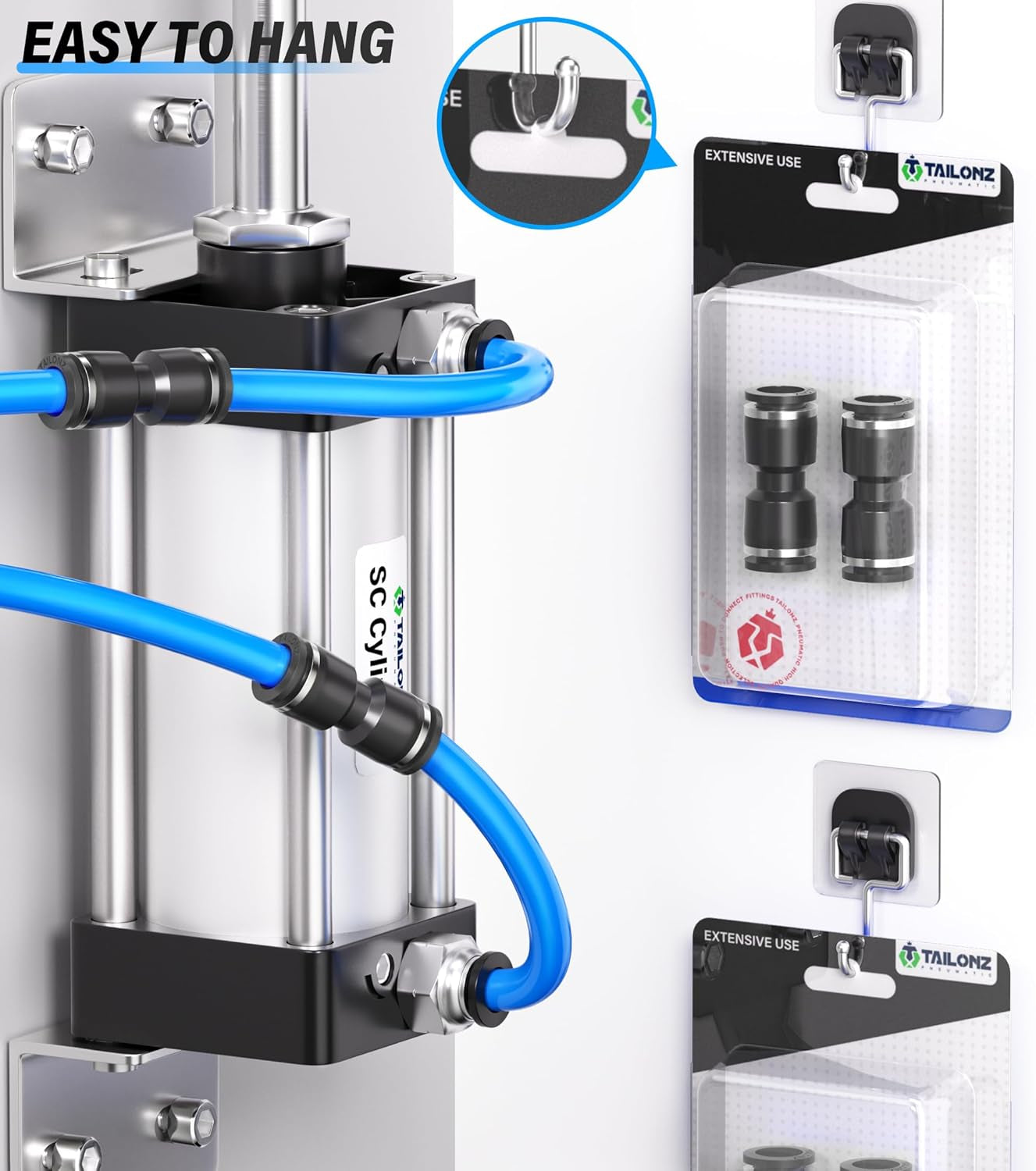 Black Straight 1/2 Inch Tube OD Push to Connect Tube Fittings Push Lock PU-1/2 (Pack of 2)