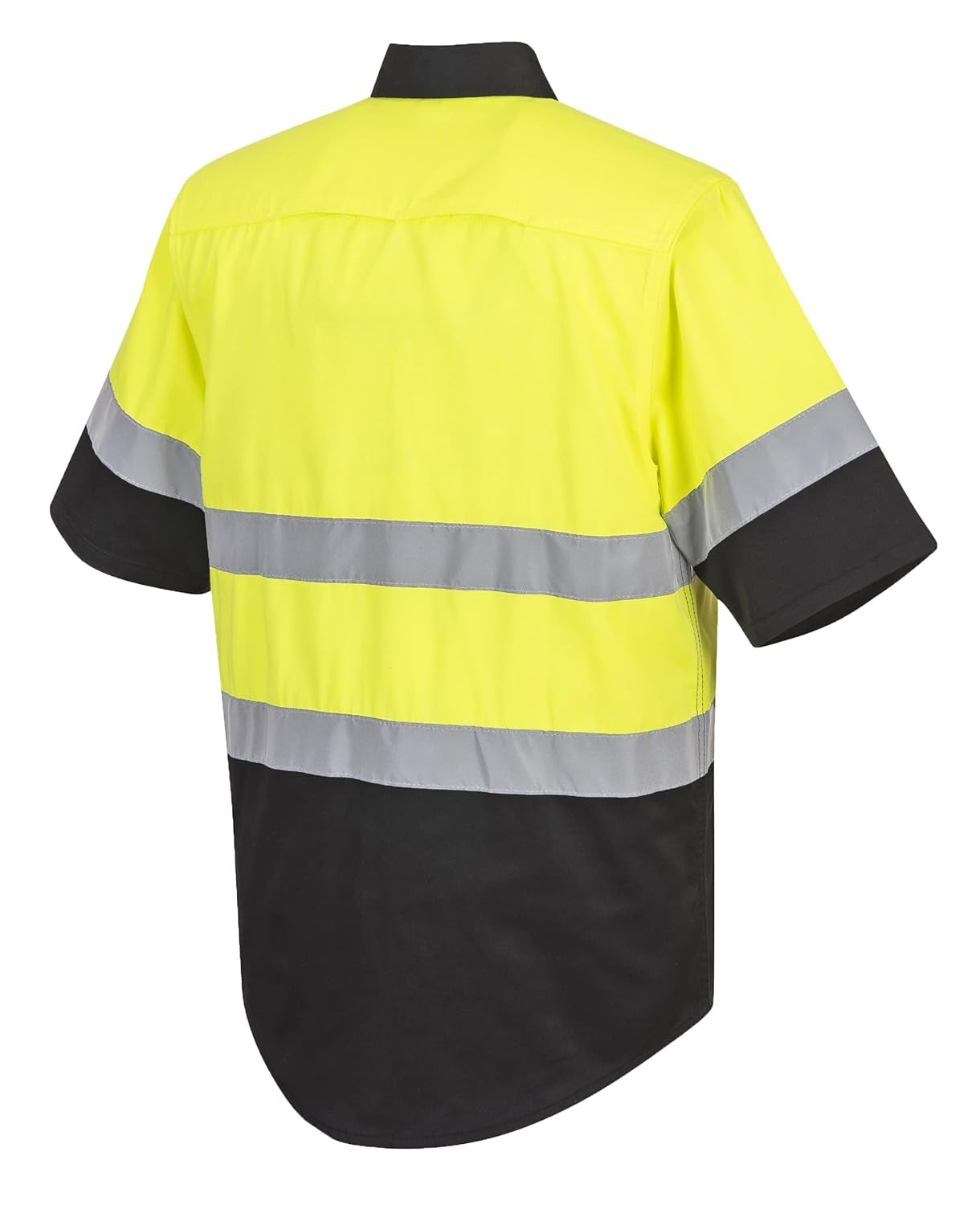 E067 Two Tone Short Sleeve ANSI Work Shirt Yellow/Black, Xx-Large