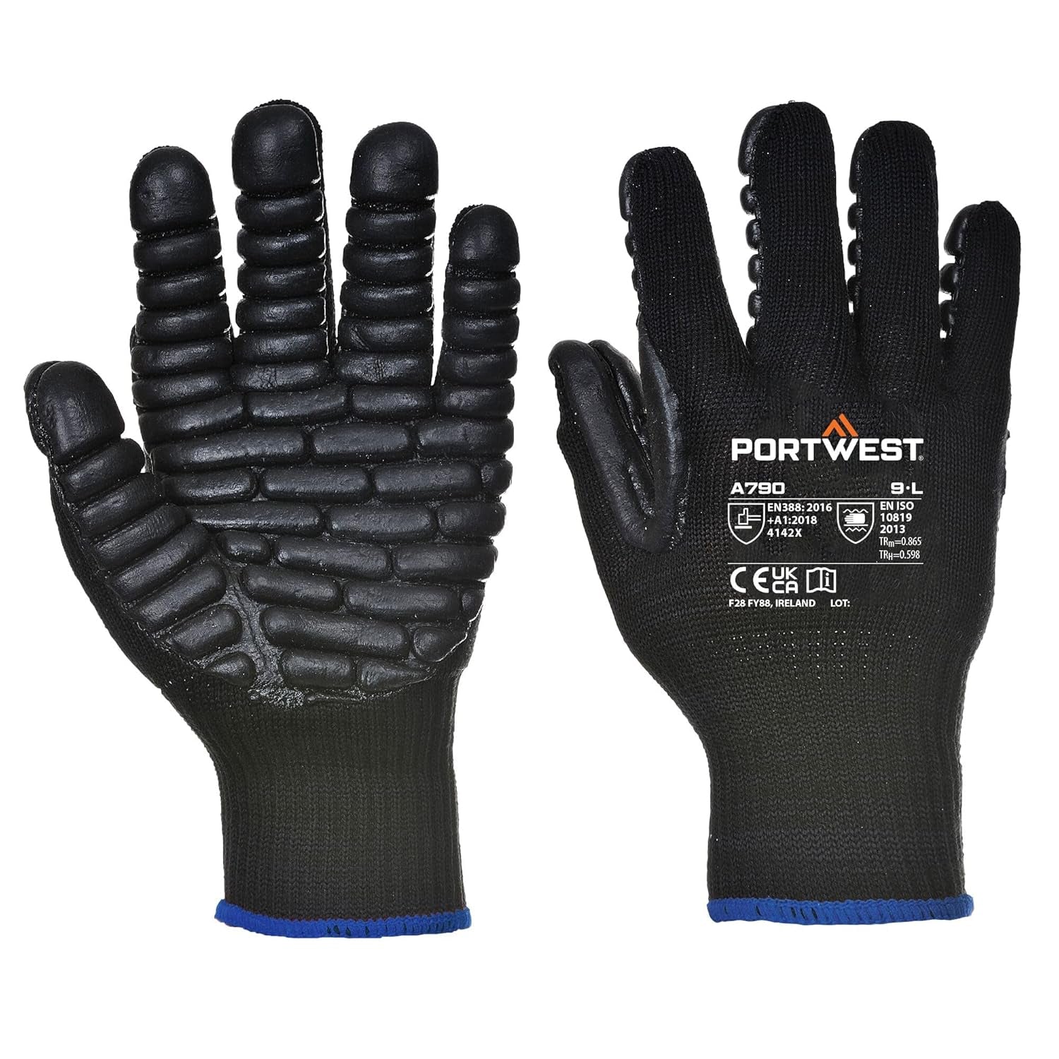 A790 anti Vibration Glove Black, X-Large