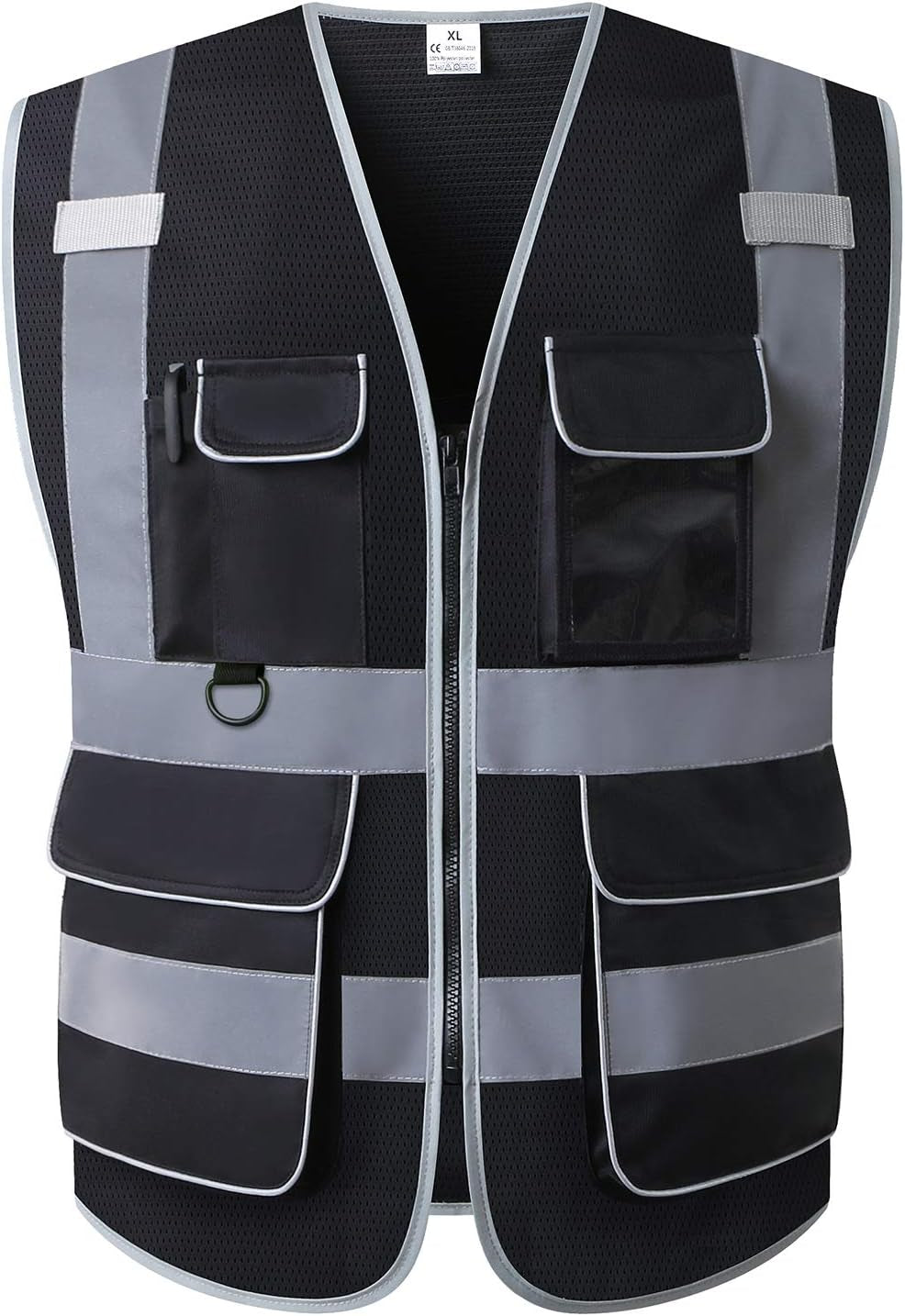 Surveyor Safety Vest Reflective for Men, Class 2 Mesh Safety Vests Reflective with Pockets and Zipper,High Visibility Construction Work Surveyor Vest