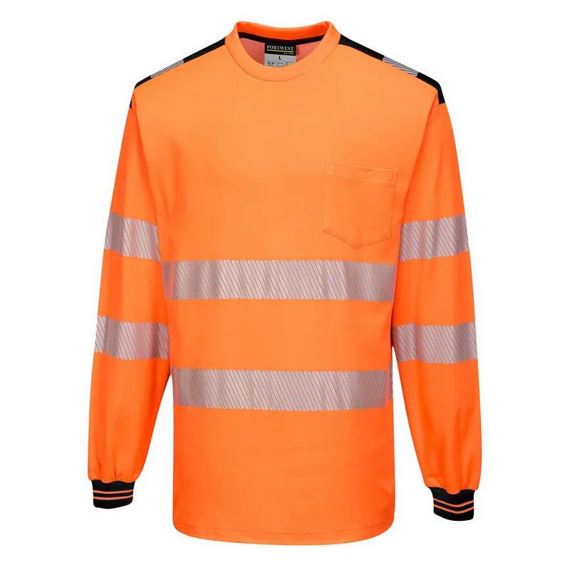 T185 PW3 Hi-Vis Long Sleeve Safety T-Shirt Yellow/Black, X-Large-KarWorkwear