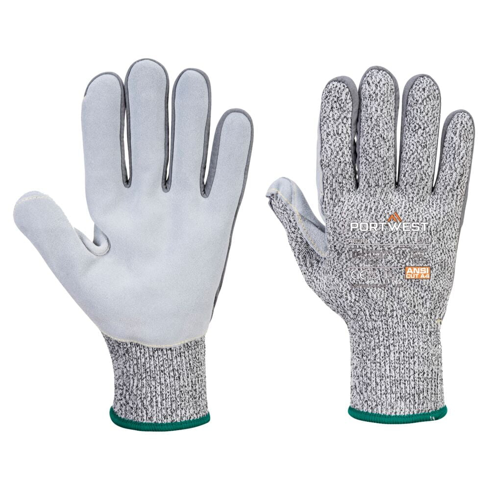 A630 Cut Resistant Work Gloves Razor Lite Leather Palm Gloves Gray, Small-KarWorkwear