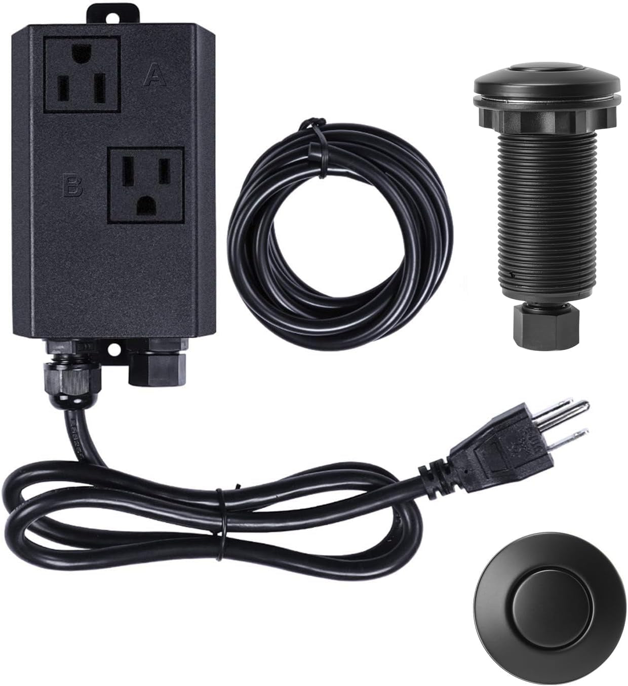 Garbage Disposal Air Switch Kit Sink Top Waste Disposal Long Stainless Steel Brushed Nickel On/Off Air Button Food and Waste Disposals Part by