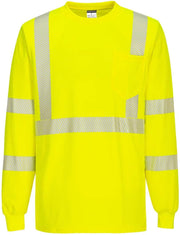 S195 Men'S Hi Vis Reflective Tape Long Sleeve T-Shirt Yellow, Large