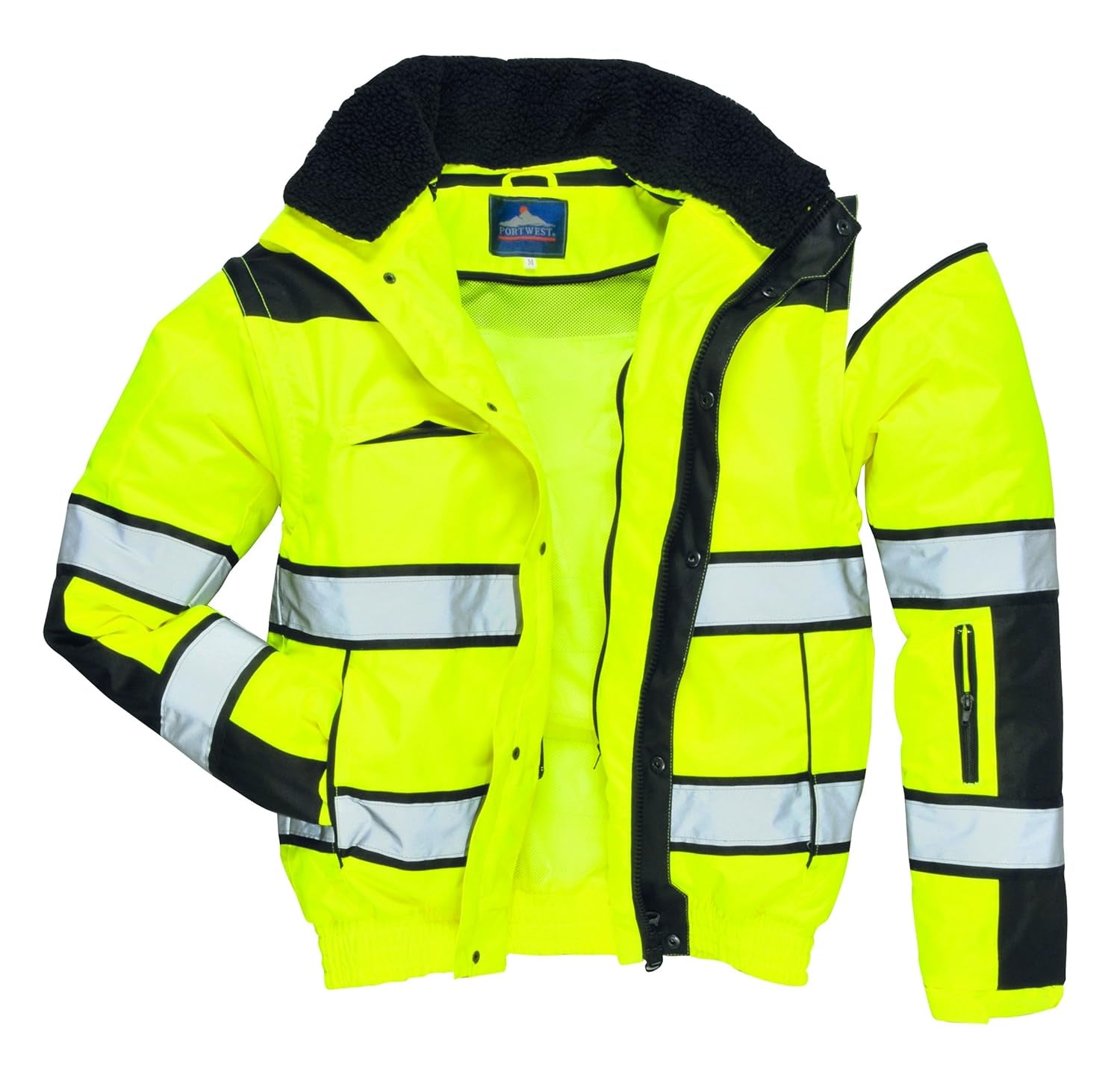 UC566 Hivis Classic Warm Bomber Rain Jacket with Waterproof Taped Seams, Yellowblack, X Large