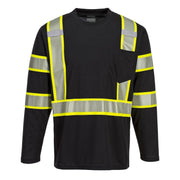 S346 Iona plus Long Sleeve Reflective T-Shirt Black, Xx-Large