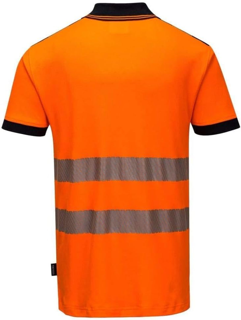 PW3 Hi-Vis Polo Shirt S/S - T180, Yellow/Black, Medium