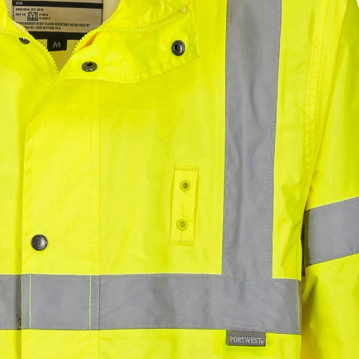 UH445 Men'S Classic Raincoat Waterproof Hi Vis Reflective Long Rain Jacket ANSI Class 3 Yellow