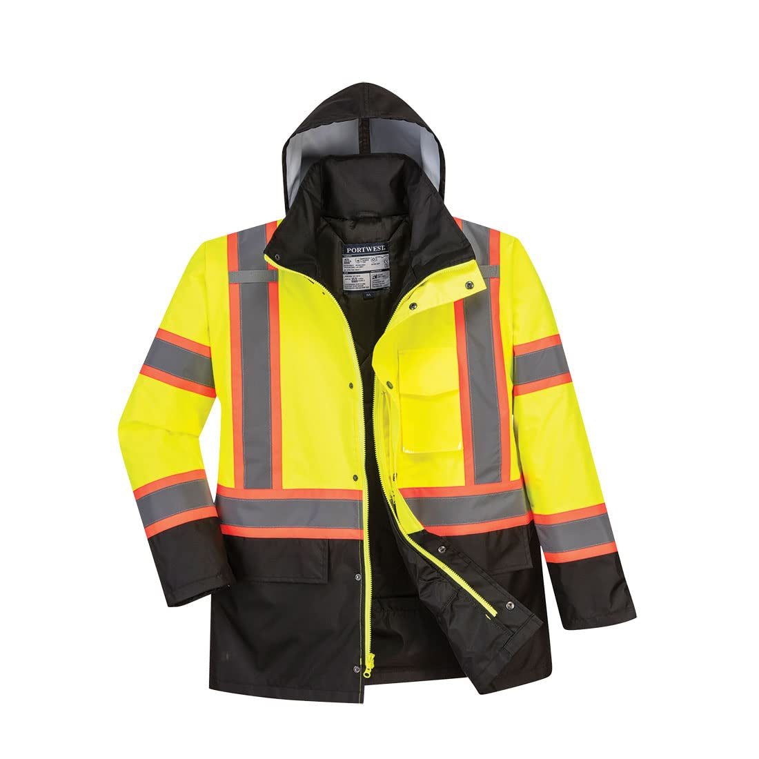 US369 Hi-Vis Contrast Tape Traffic Safety Jacket Yellow/Black, Xx-Large