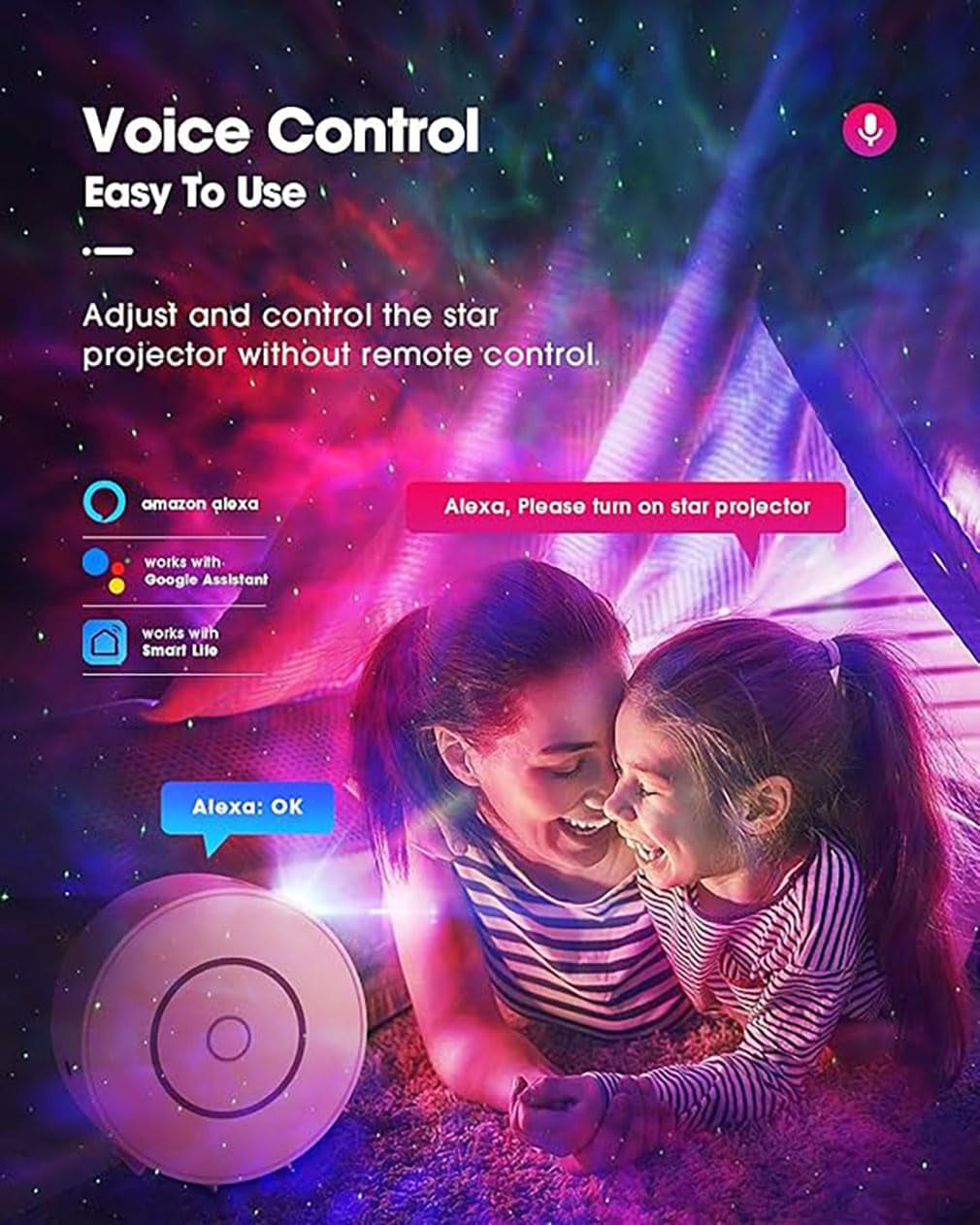 Galaxy Projector for Bedroom, Star Projector,Smart APP & Voice Control Galaxy Lamp, Compatible with Alexa & Google Home, for Kids Adults Bedroom,Room Decor,Game Room,Party