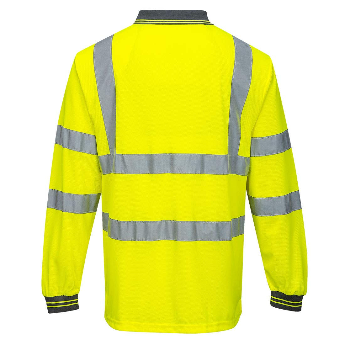 Hi-Vis Polo Shirtl/S Viz Visibility Reflective Safety Work Wear Top ANSI 3, Yellow, 5XL