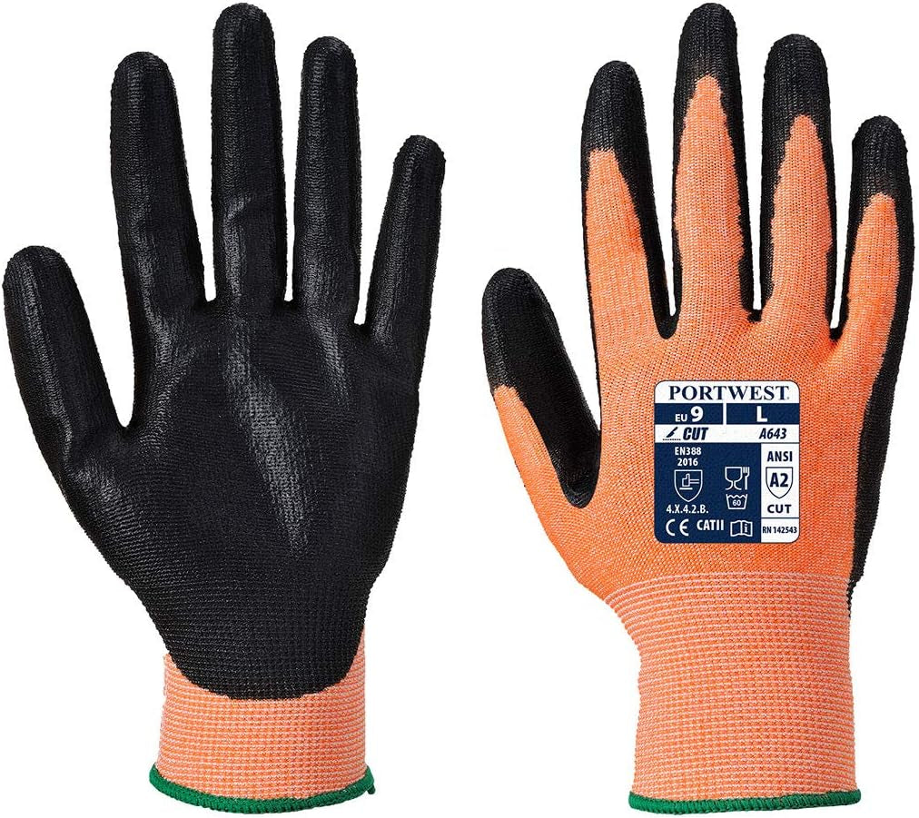 Amber Cut Glove - Nitrile Safety Work Wear Protective Gloves Coated ANSI 105, Large