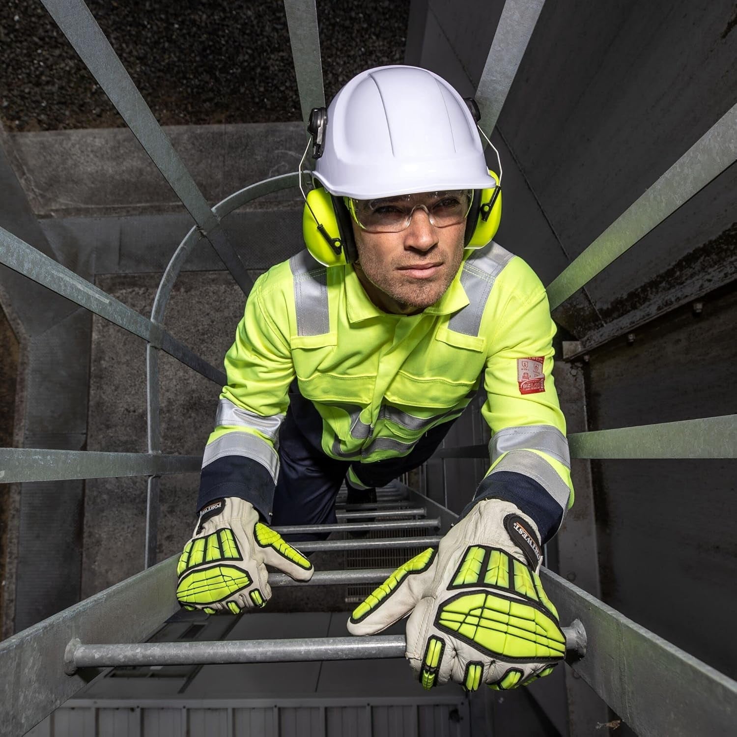 A745 anti Impact Safety Work Gloves - Premium Leather Cut Resistant and Impact Reducing Protective Work Gloves Grey, Medium