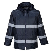 F440 Men'S Hi Vis Waterproof Hooded Rain Jacket - Classic Iona Reflective Rain Coat Navy, Medium