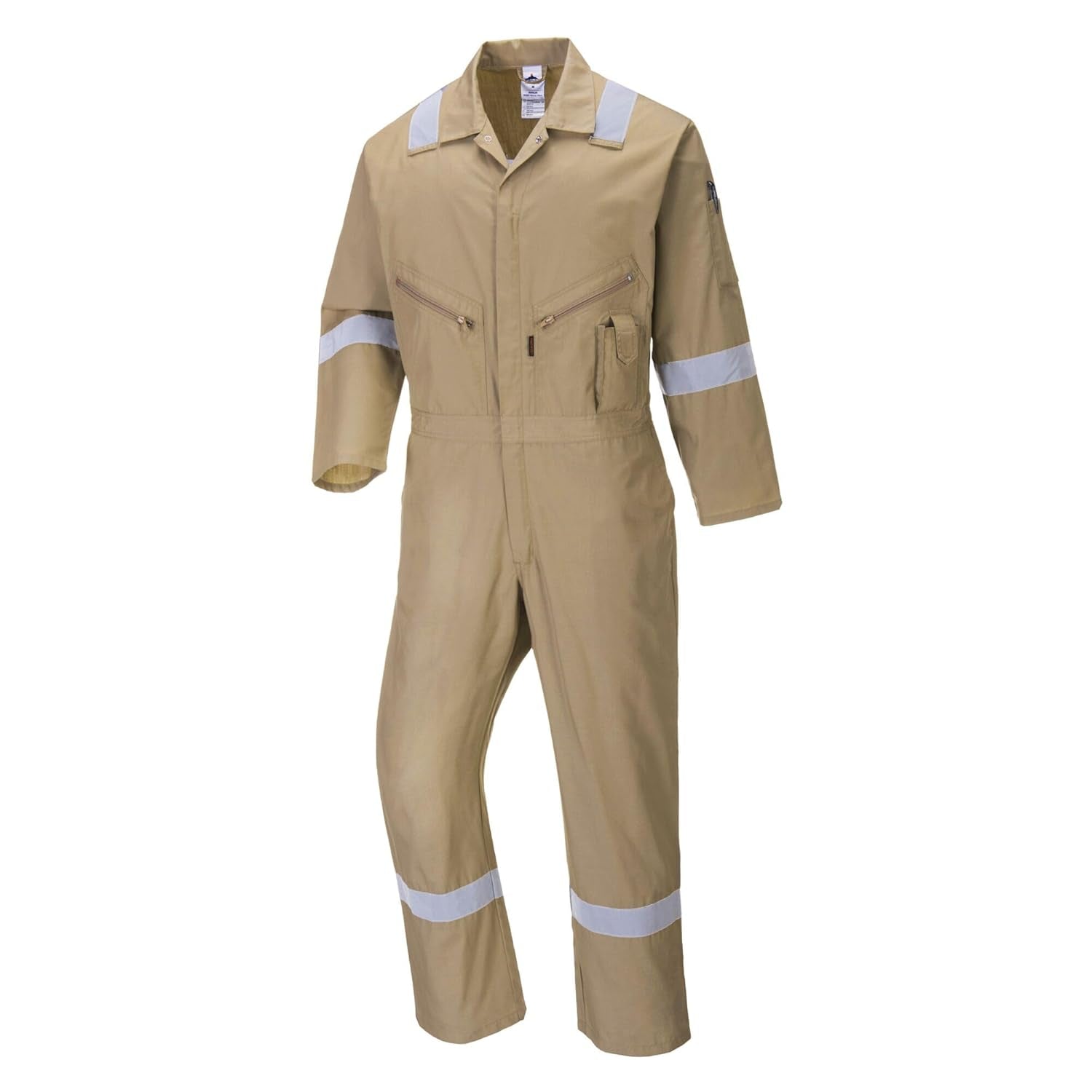 C814 Iona Cotton Heavy Duty Work Overalls with Reflective Safety Tape, Red, Small