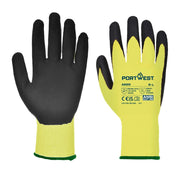 A625 Vis-Tex Cut Resistant Work Gloves PU Palm Coated Gloves Yellow/Black, Large-KarWorkwear
