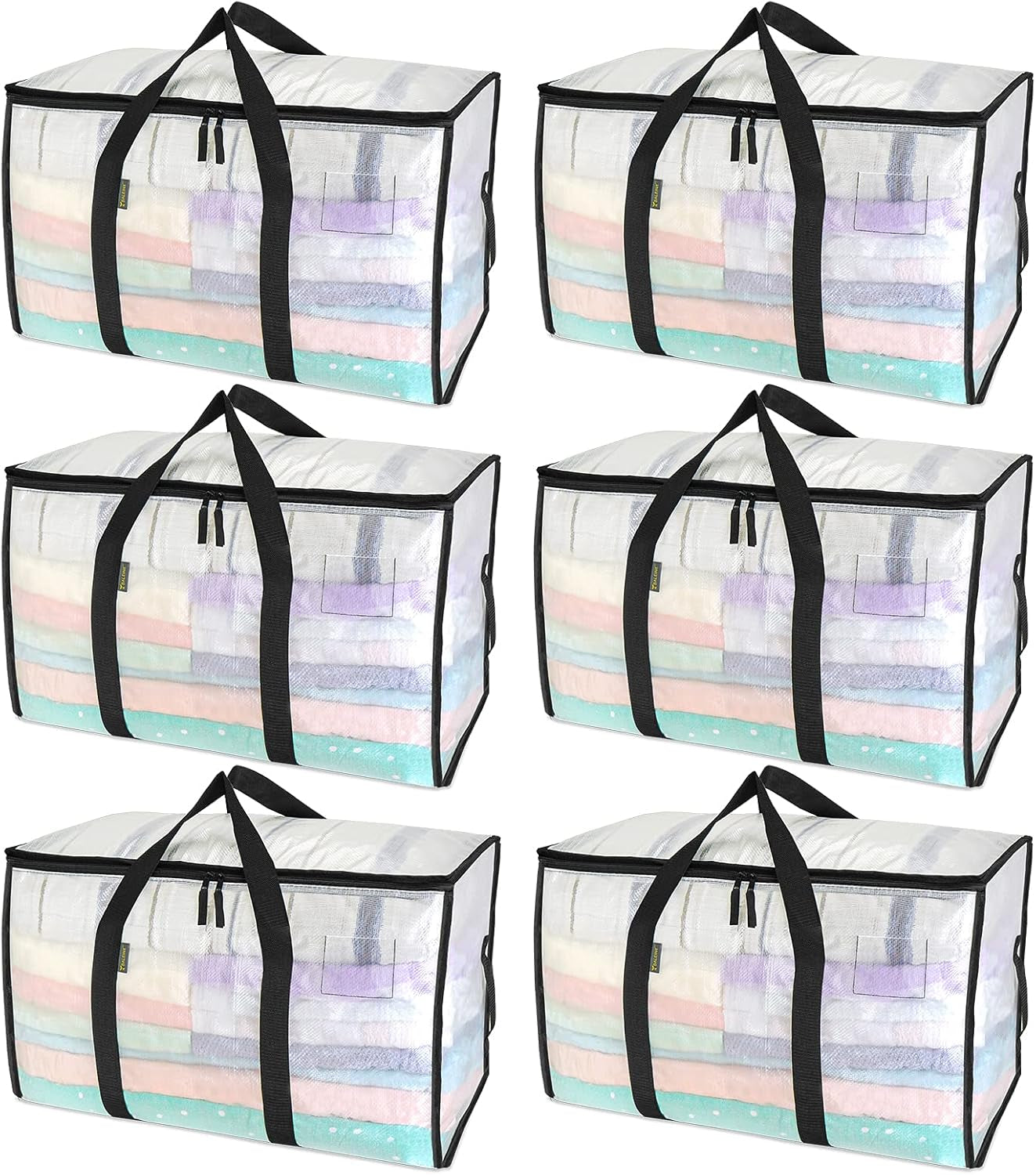 8-Pack Oversized Moving Bags with Reinforced Handles, Heavy-Duty Storage Tote for Clothes, Moving Supplies (Black, 8-Pack)