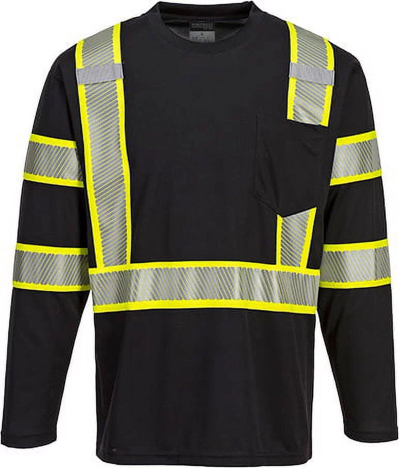 S346 Iona plus Long Sleeve Reflective T-Shirt Black, X-Large-KarWorkwear