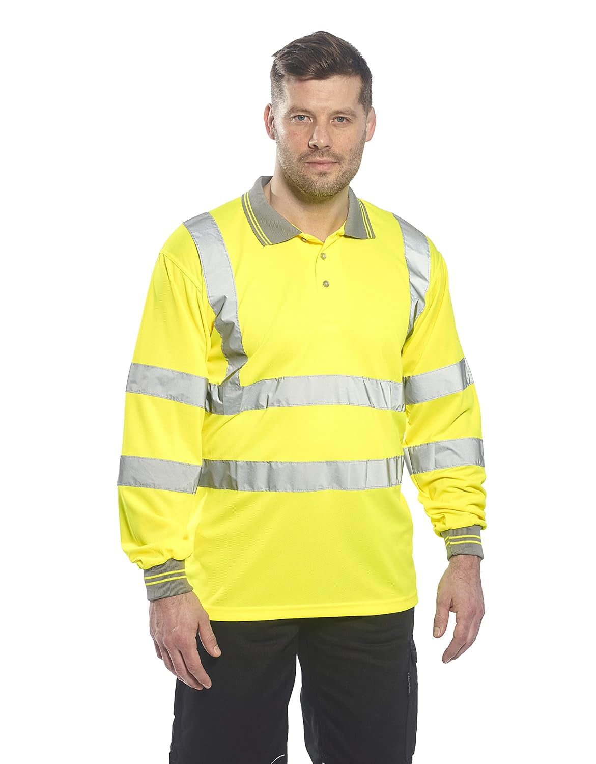 Iona Polo Shirt Hi Vis Visibility Reflective Short Sleeve Work Wear Top, Navy, 5XL