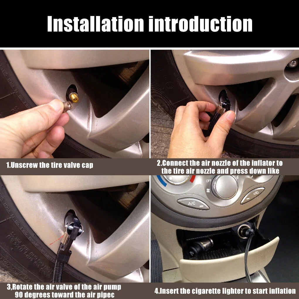 12V 300Psi Tire Inflator Portable Car Tyre Air Compressor Portable Electric Tire Air Pump