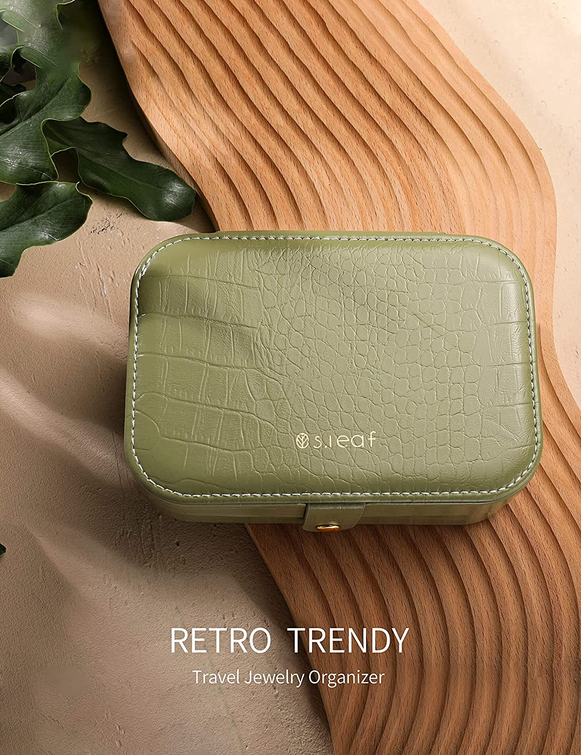 Travel Jewelry Box - Portable Case for Women (18 Crocodile Avocade Big)