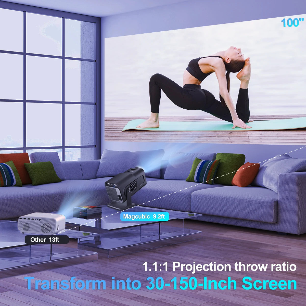 HY320 Android11 4K HD Projector Wifi6 Allwinner H713 390ANSI BT5.0 1920*1080P Outdoor Portable Projetor Upgrated HY300