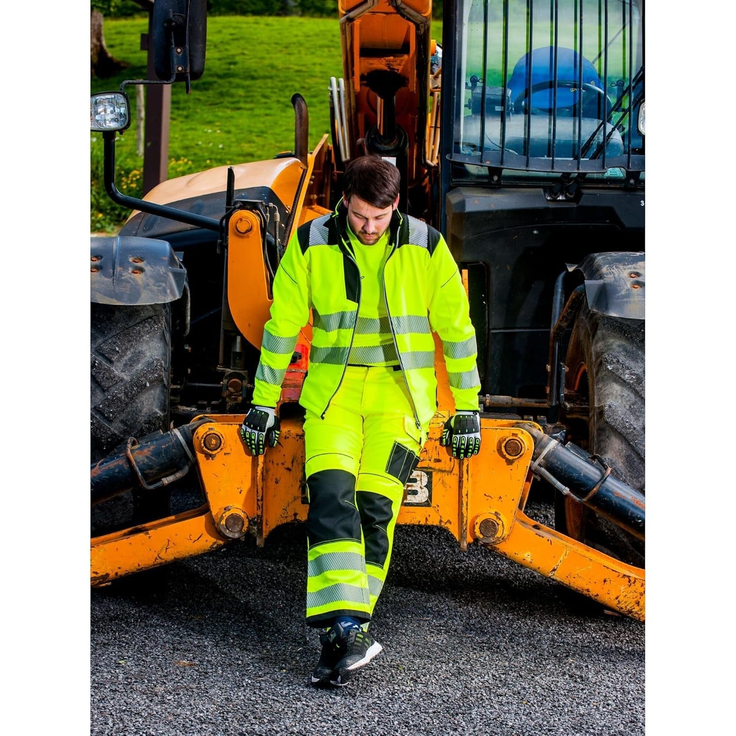 PW3 Hi-Vis Softshell Jacket Work Safety Protective Reflective Waterproof Coat ANSI 3, Small
