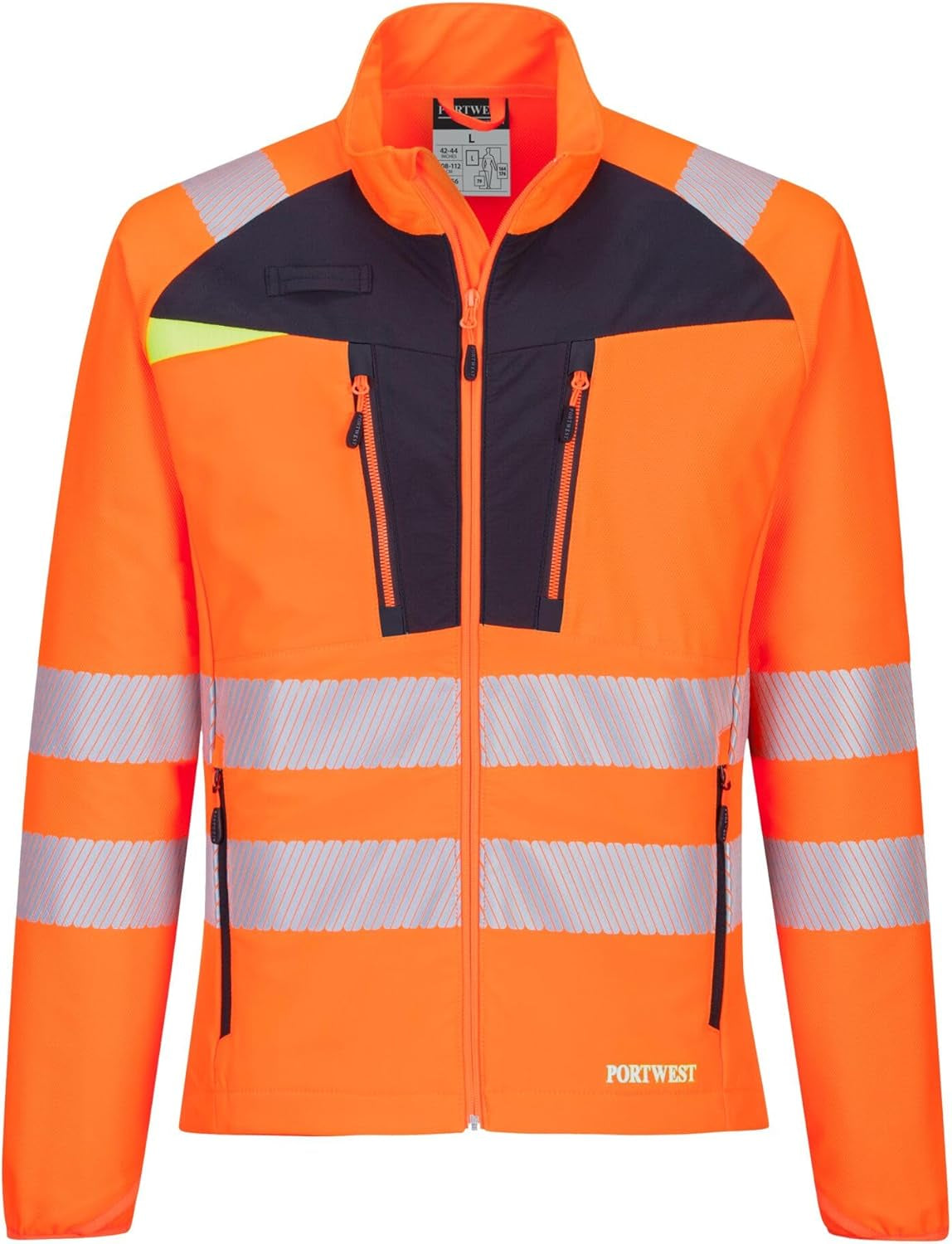 DX481 Men'S Hi Vis Lightweight Work Jacket Mid Layer Stretch Reflective Full Zip Safety Utility Workwear