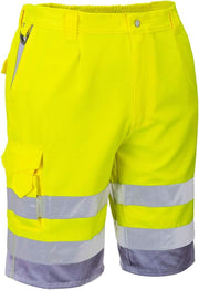 Hi-Vis P/C Shorts Cargo Visibility Reflective Summer Cool Work Wear Pants ANSI E